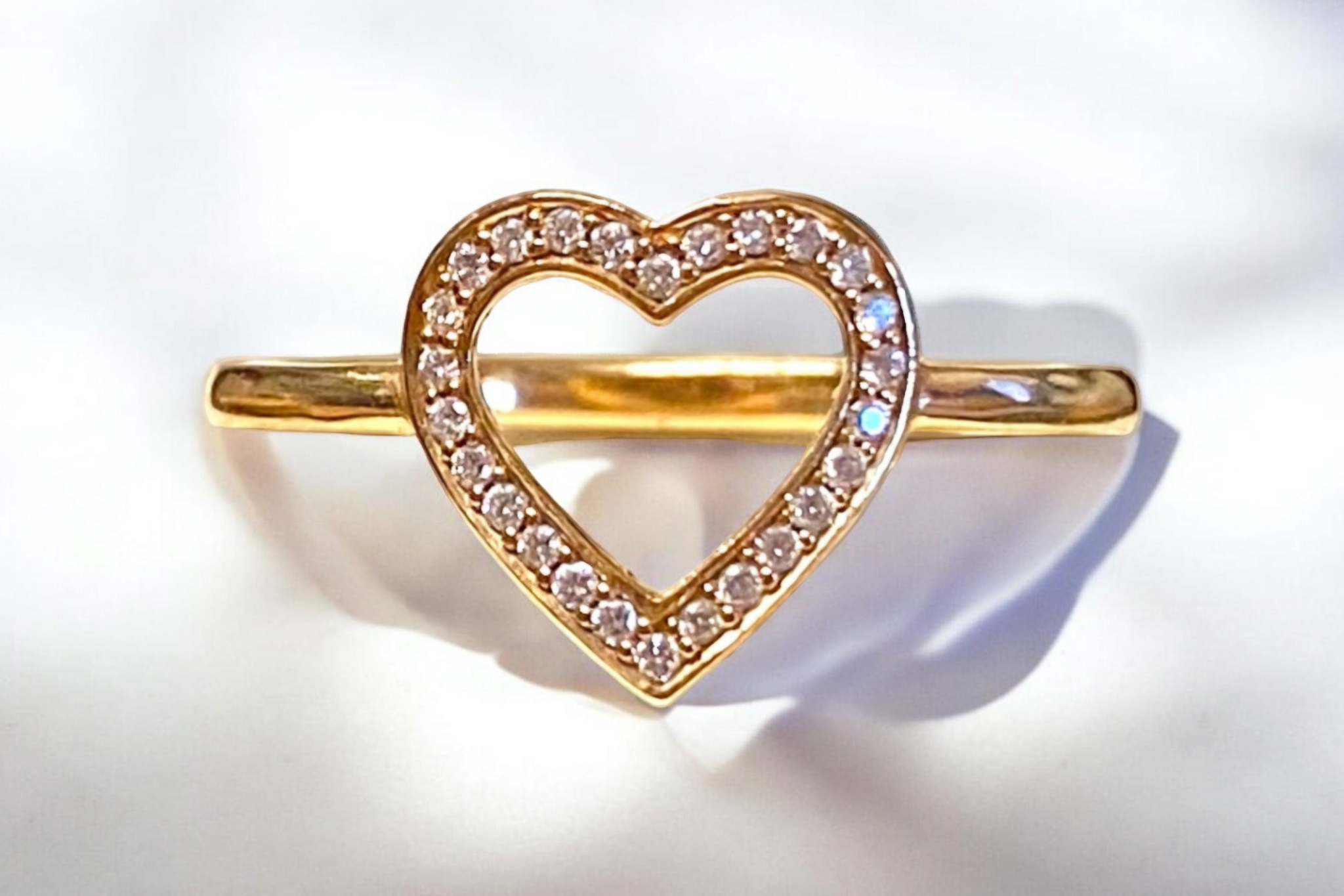 Preowned Bespoke 18ct Gold Openwork Diamond Heart Ring Yellow gold ct gold