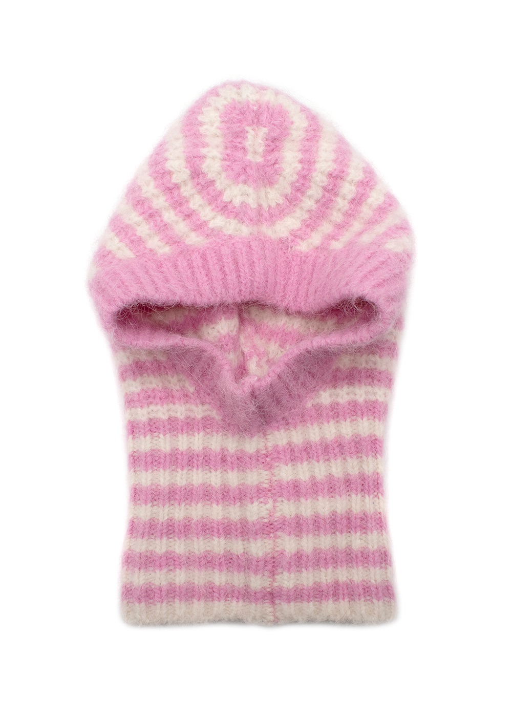 Helmstedt Pink Striped Knitted Balaclava Pink and White alpaca/wool/nylon