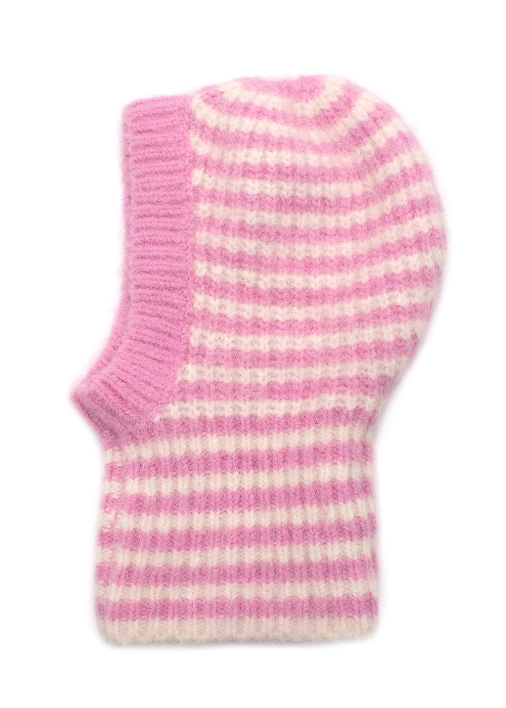 Helmstedt Pink Striped Knitted Balaclava Pink and White alpaca/wool/nylon