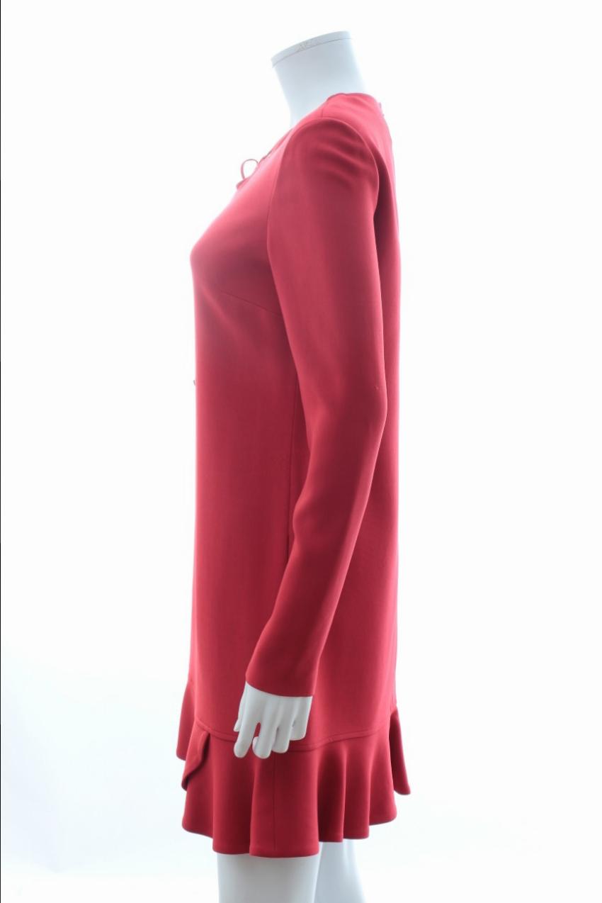 Preowned Emilio Pucci Red Stretch-Cady Silk Dress Size S