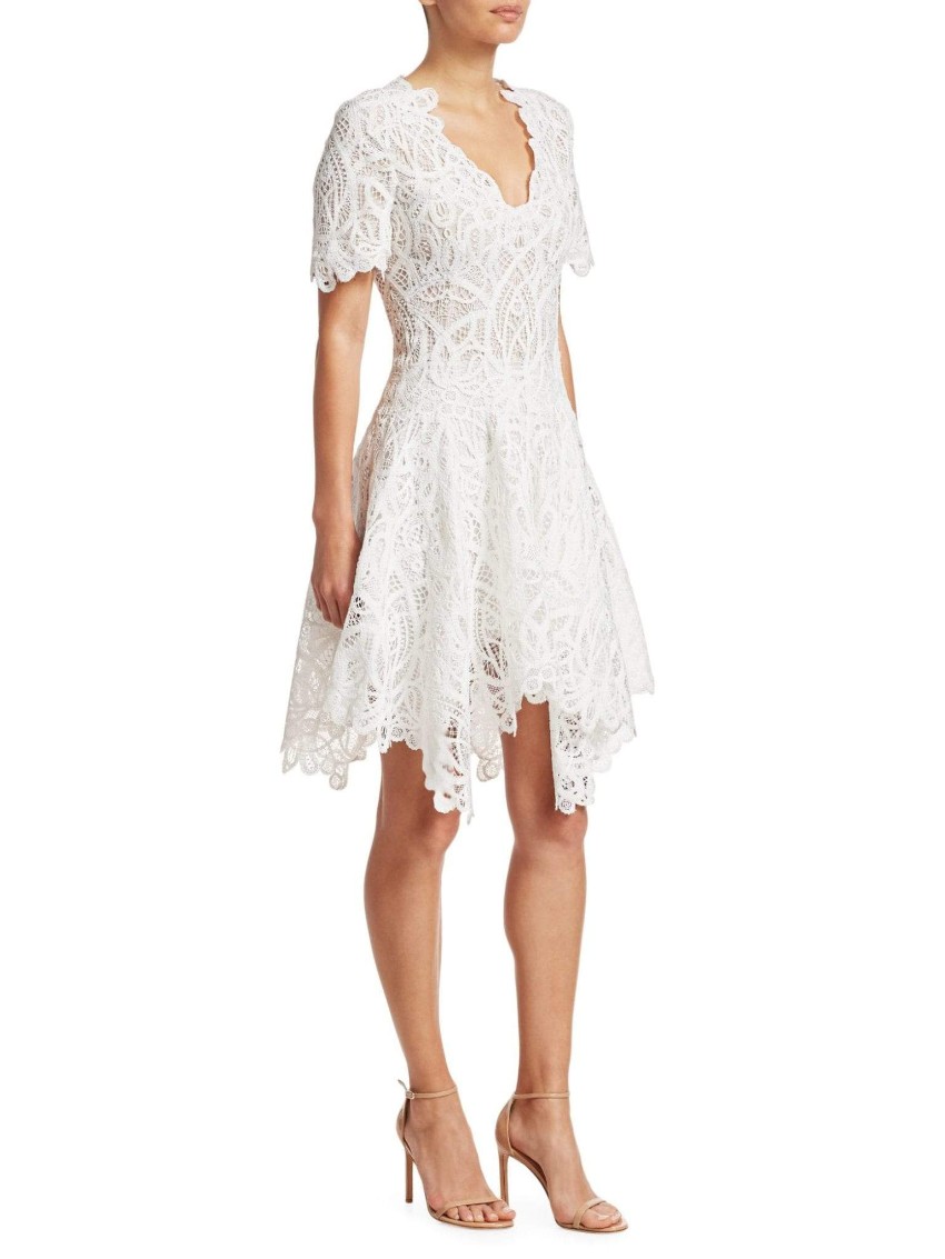 Jonathan Simkhai White Lace Fit  Flare Dress Size XS