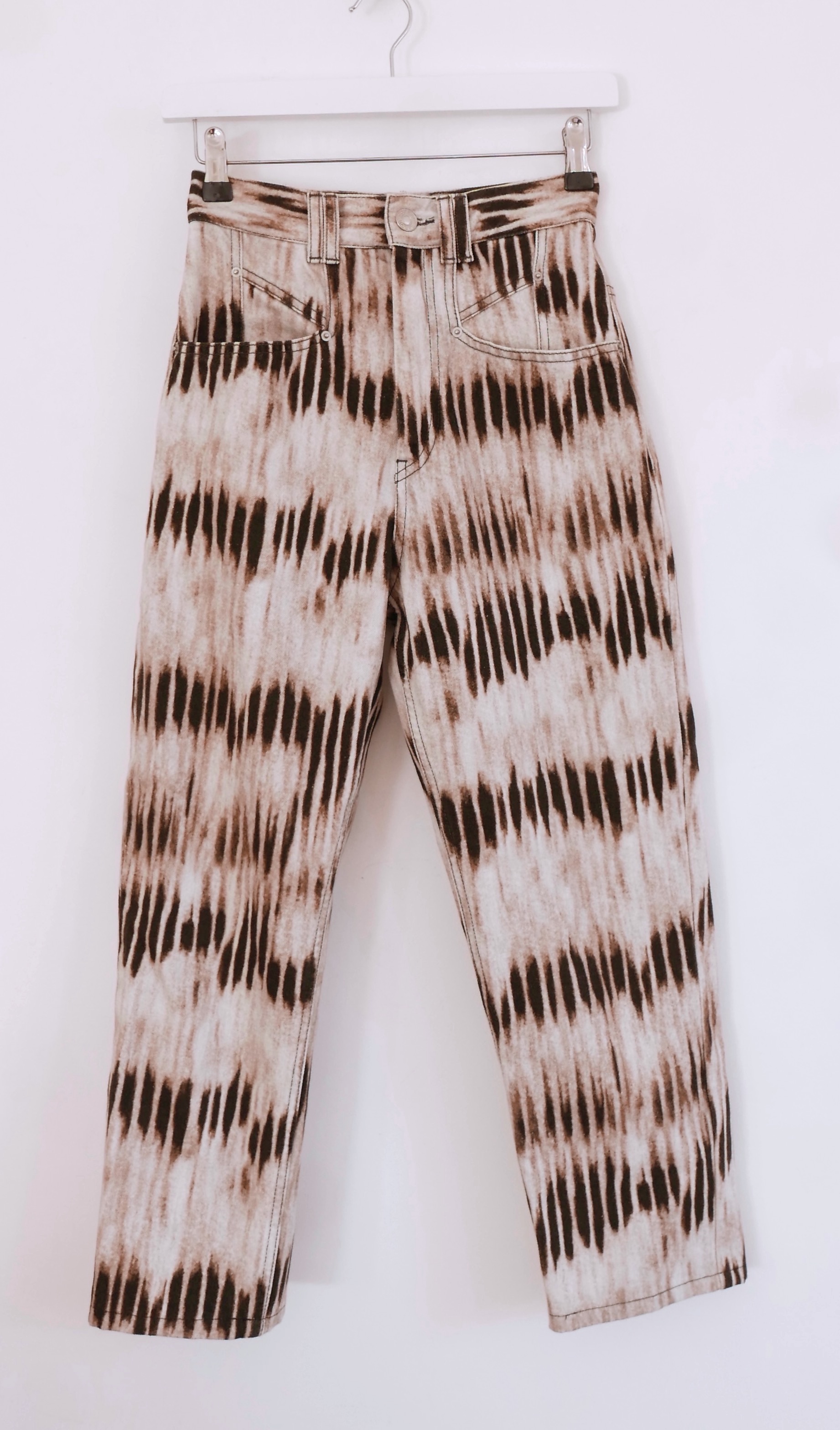 Isabel Marant Brown Tie Dye Straight Leg Jeans Size XS cotton