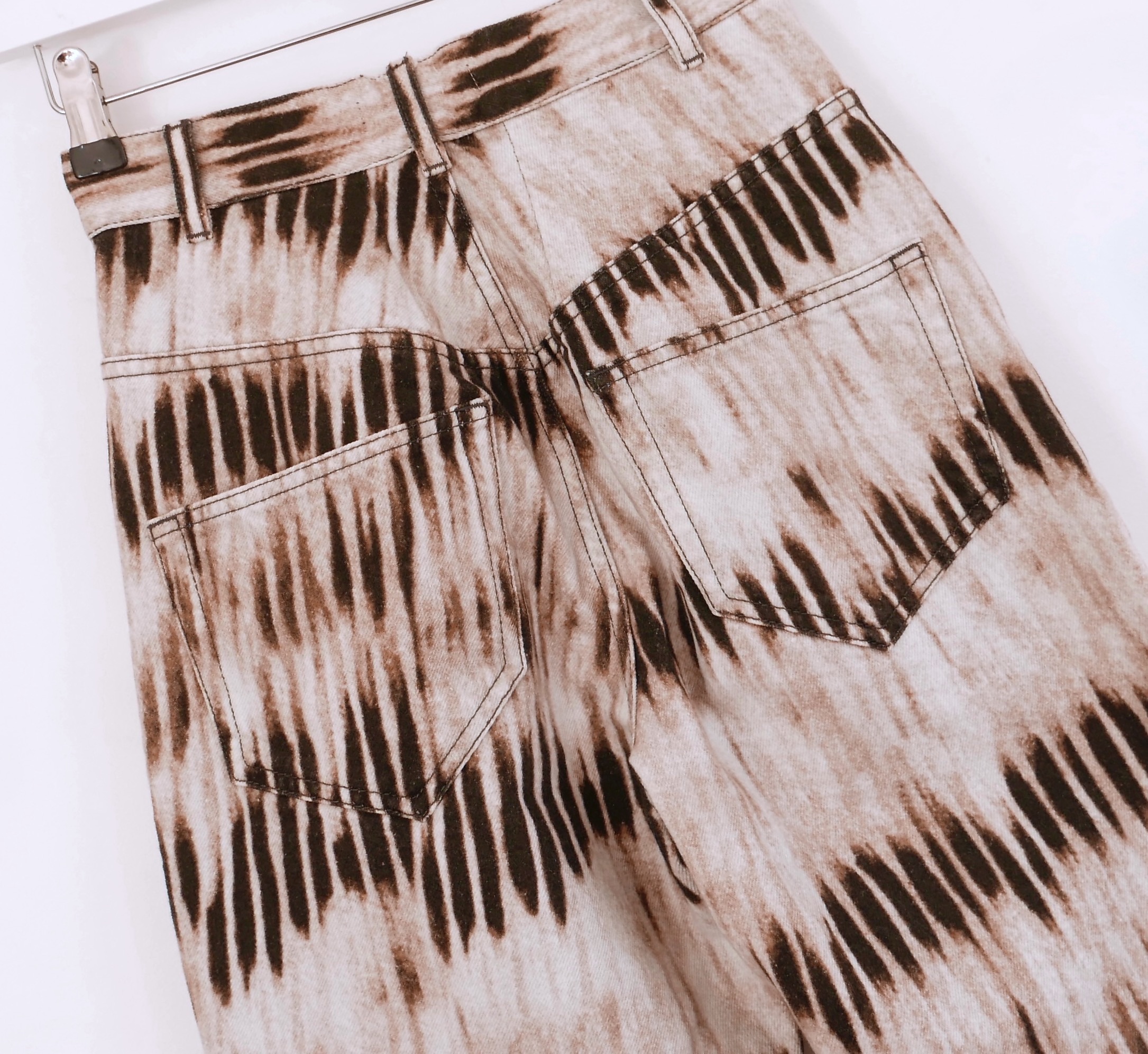 Isabel Marant Brown Tie Dye Straight Leg Jeans Size XS cotton