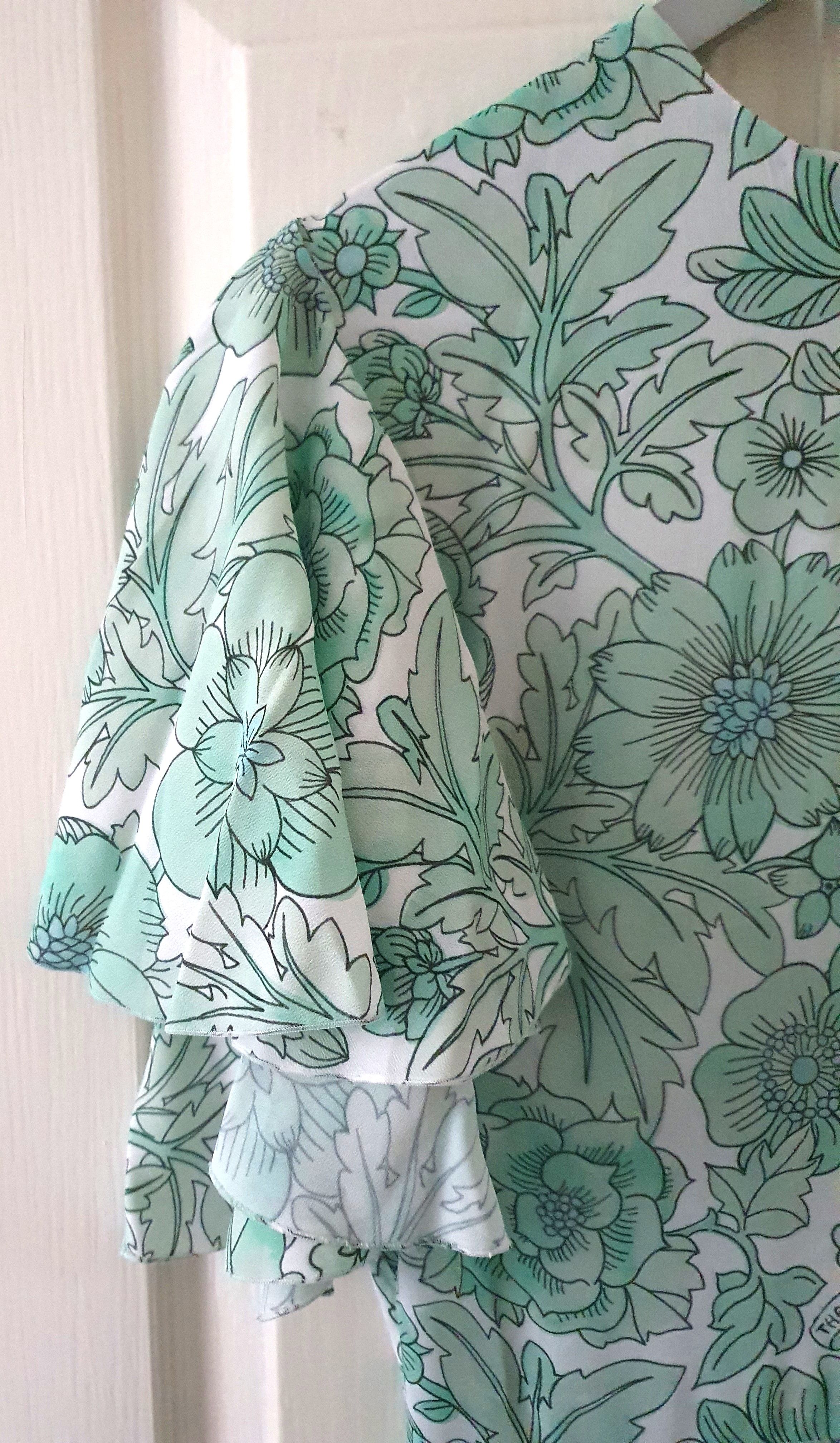 The Vampires Wife Floral Light Sleeper Maxi Dress Size L Mint Green viscose