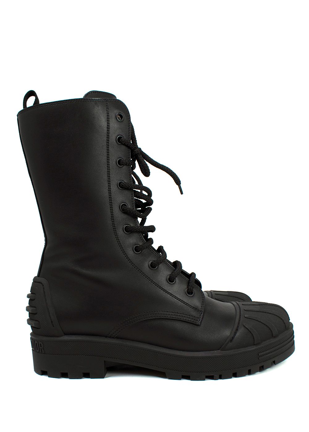 Preowned Dior Black Lace-Up Dioriron Combat Boots Size 39 leather