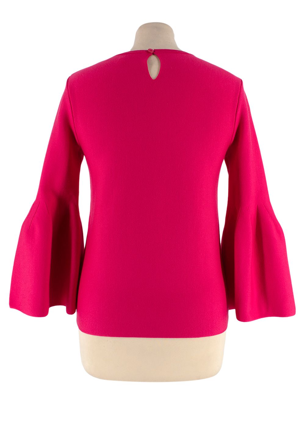 Carolina Herrera Hot Pink Wool Blend Flared Sleeve Top Size XS