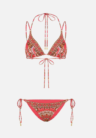 Camilla Multi Strap Tri Ring Bikini Size S pink/gold/cream polyamide/elastane