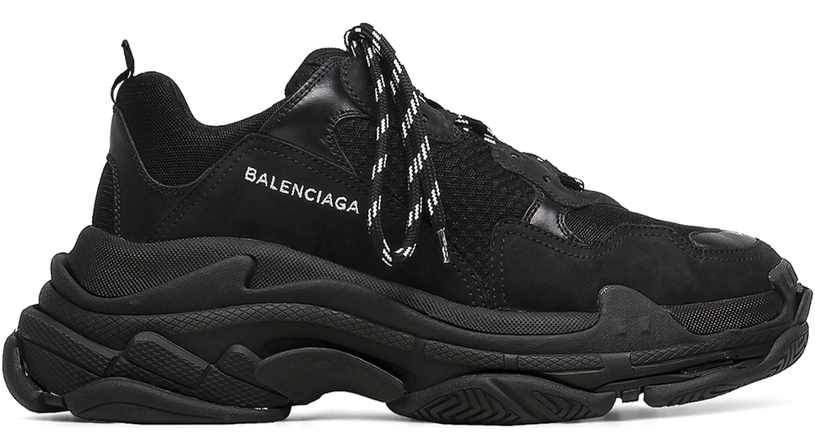 Men's Balenciaga Black Triple S Chunky Sneakers Size 425 breathable mesh