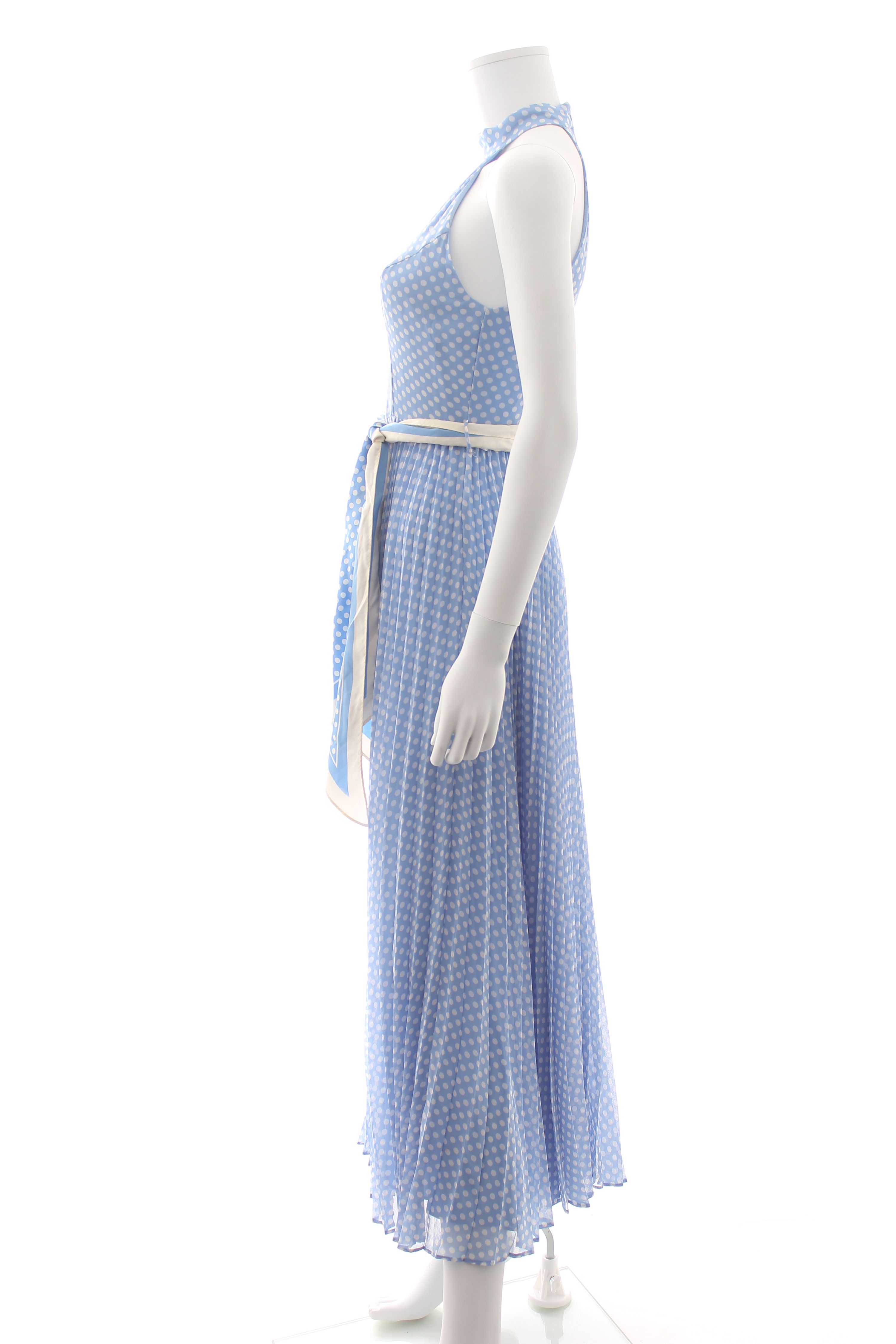 Zimmermann Blue Spotted Super Eight Halterneck Midi Dress Size XS