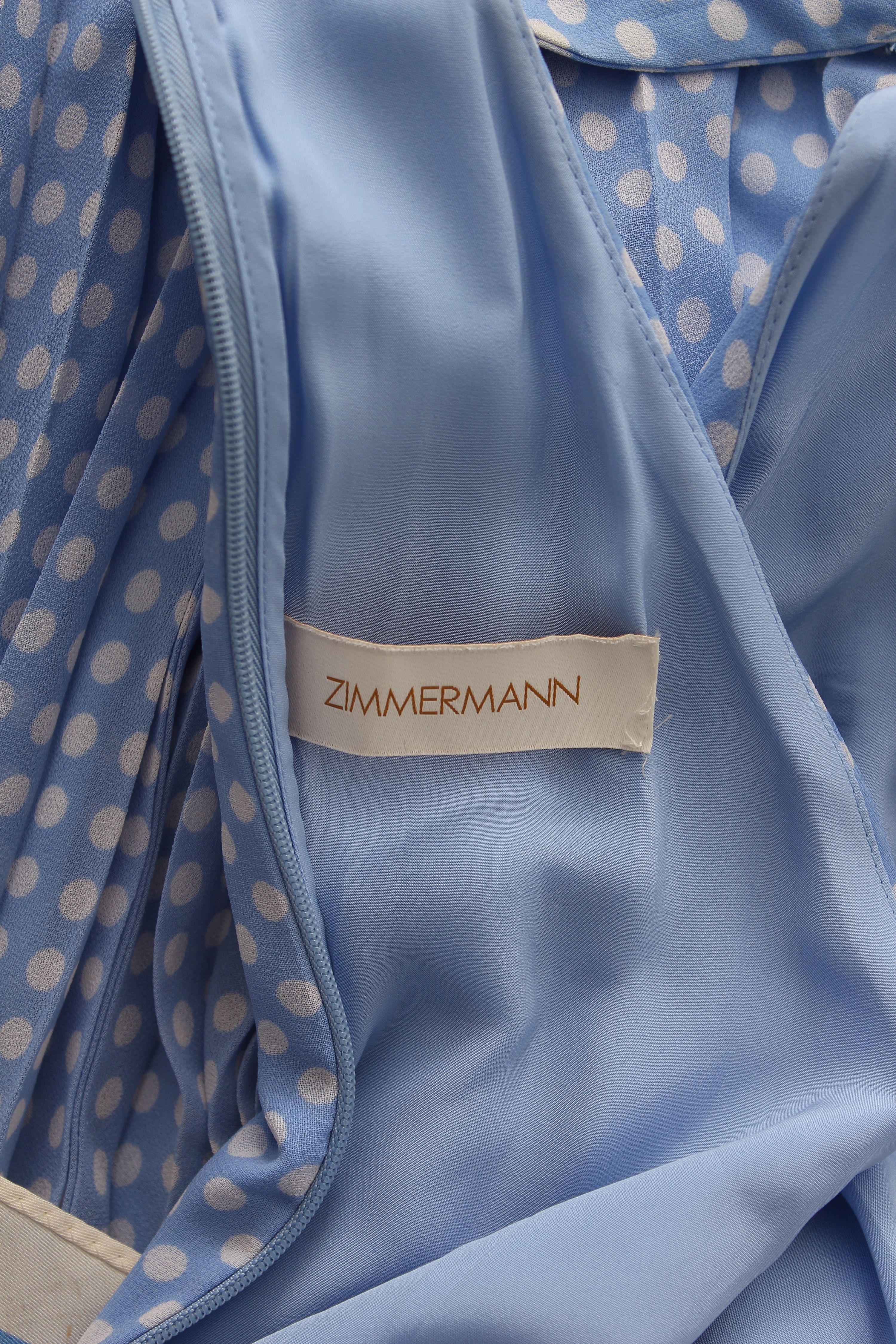 Zimmermann Blue Spotted Super Eight Halterneck Midi Dress Size XS