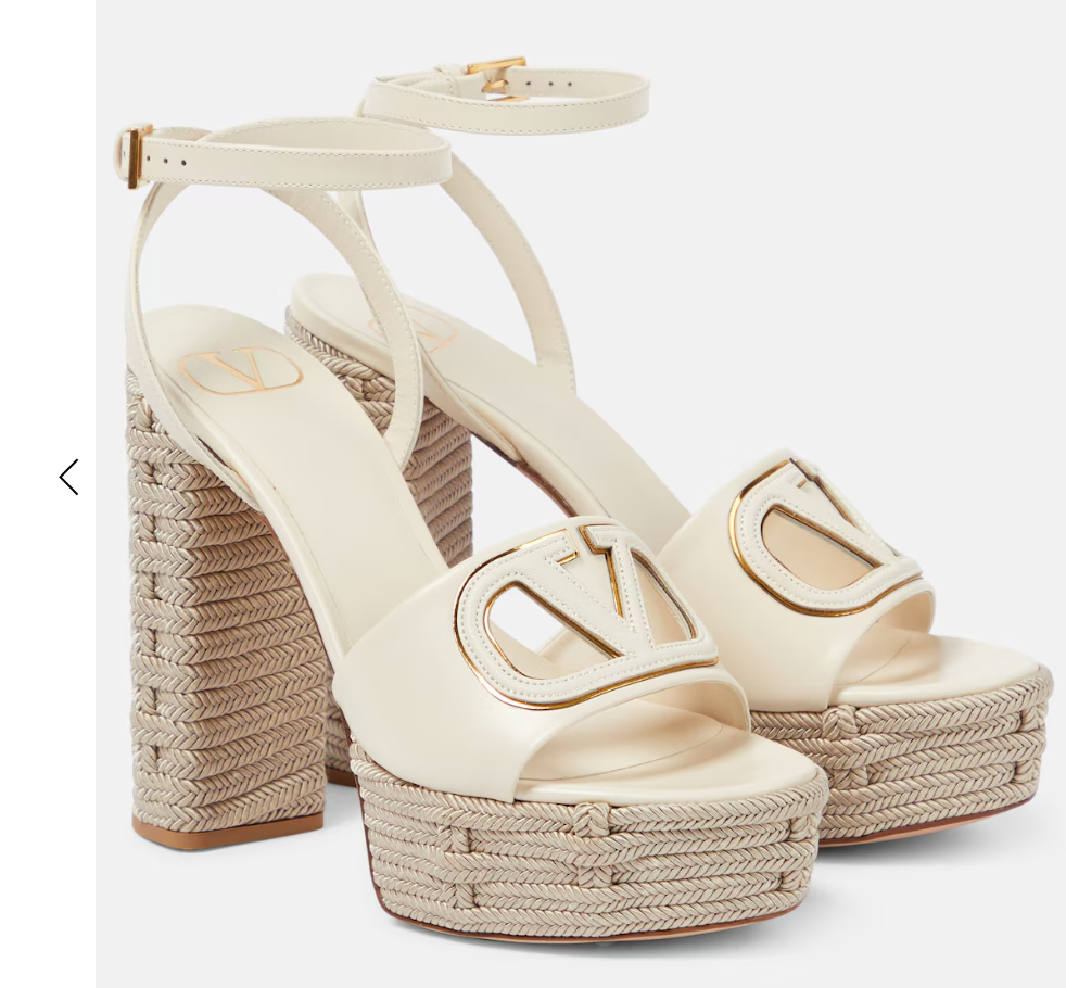 Valentino Summer '24 Ivory Leather and Rope Sandals Size 39 Beige leather/rope