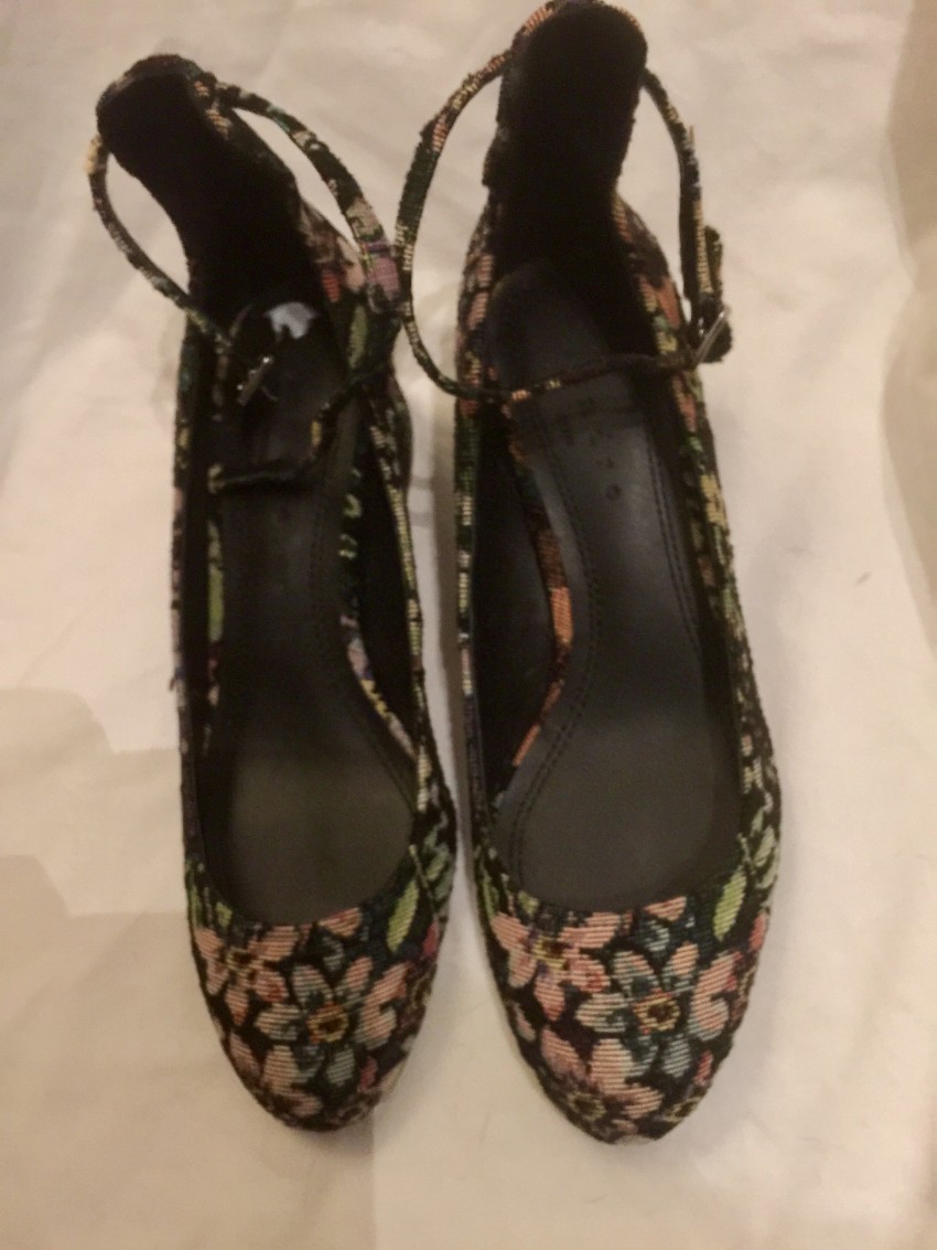 Sandro Jacquard Low Heeled Pumps Size 37 Floral / Patterned leather