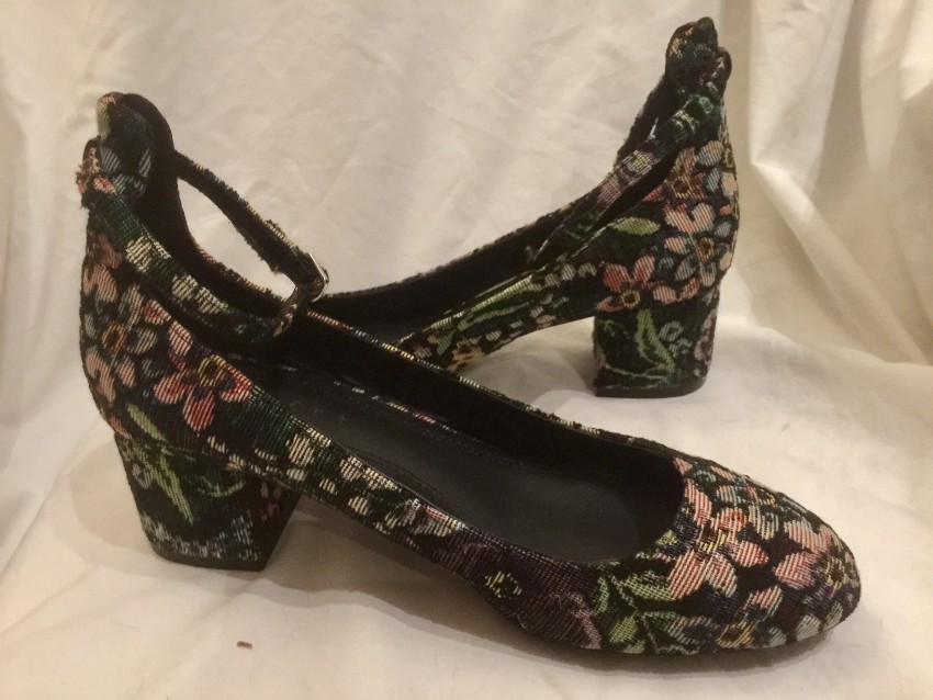 Sandro Jacquard Low Heeled Pumps Size 37 Floral / Patterned leather