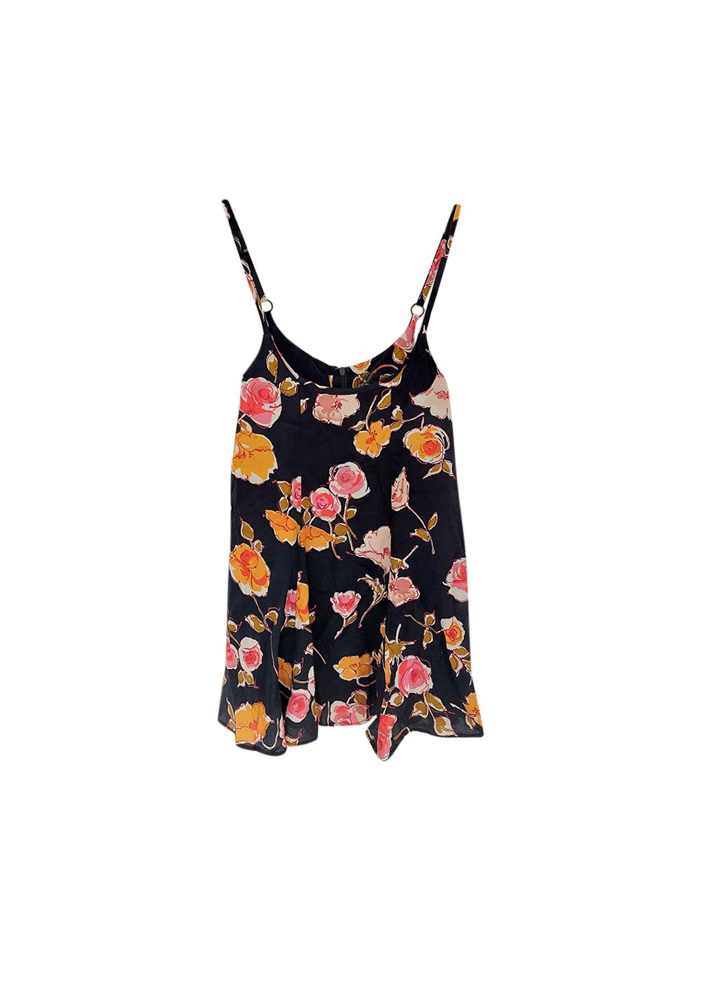 Preowned Reformation Black painterly floral crepe cami top Size XS recycled fabric