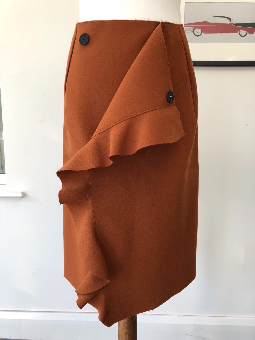 MSGM caramel brown ruffled wrap skirt Size M Orange polyester