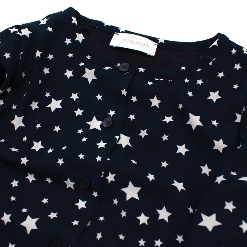 Boys Preowned Pinko Navy Star Print Long Sleeve Dress Size 6 Years Blue polyester