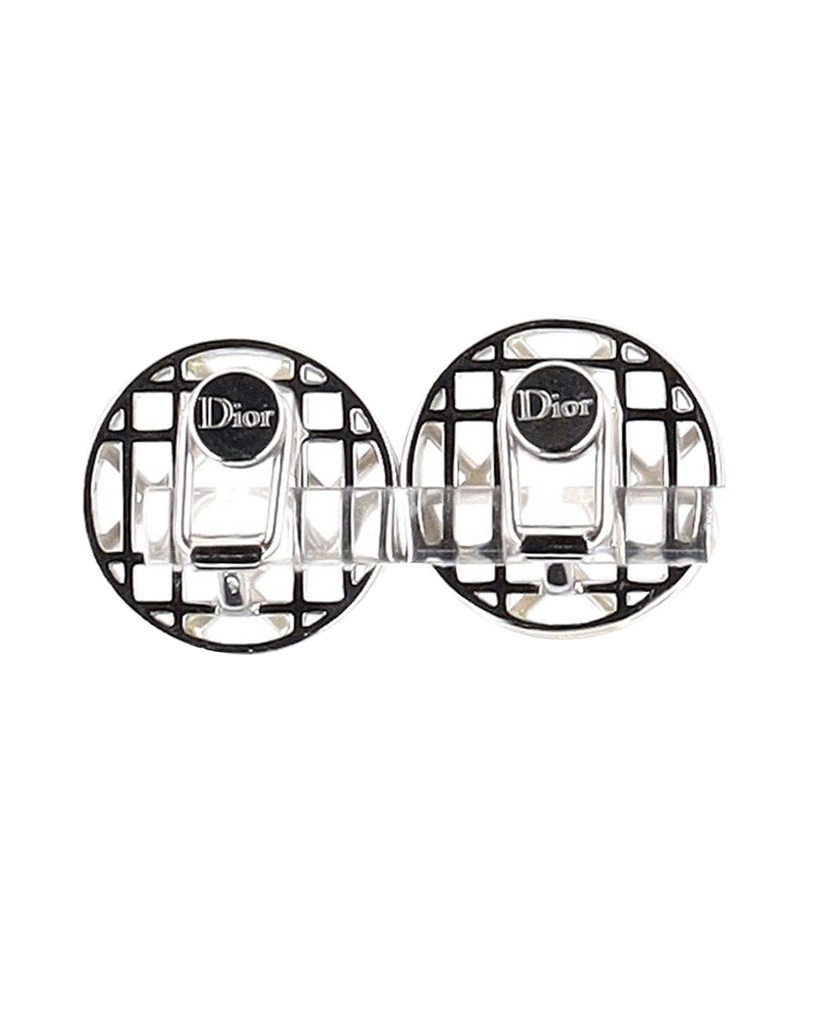 Preowned Christian Dior Sterling Silver Clip-On Earrings metallic | silver metal/sterling silver