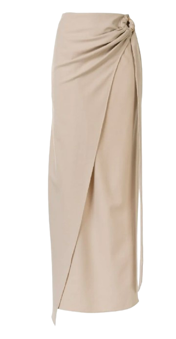 Anna Quan Arielle Draped Wool-blend Maxi Skirt Size XS New Sand polyester