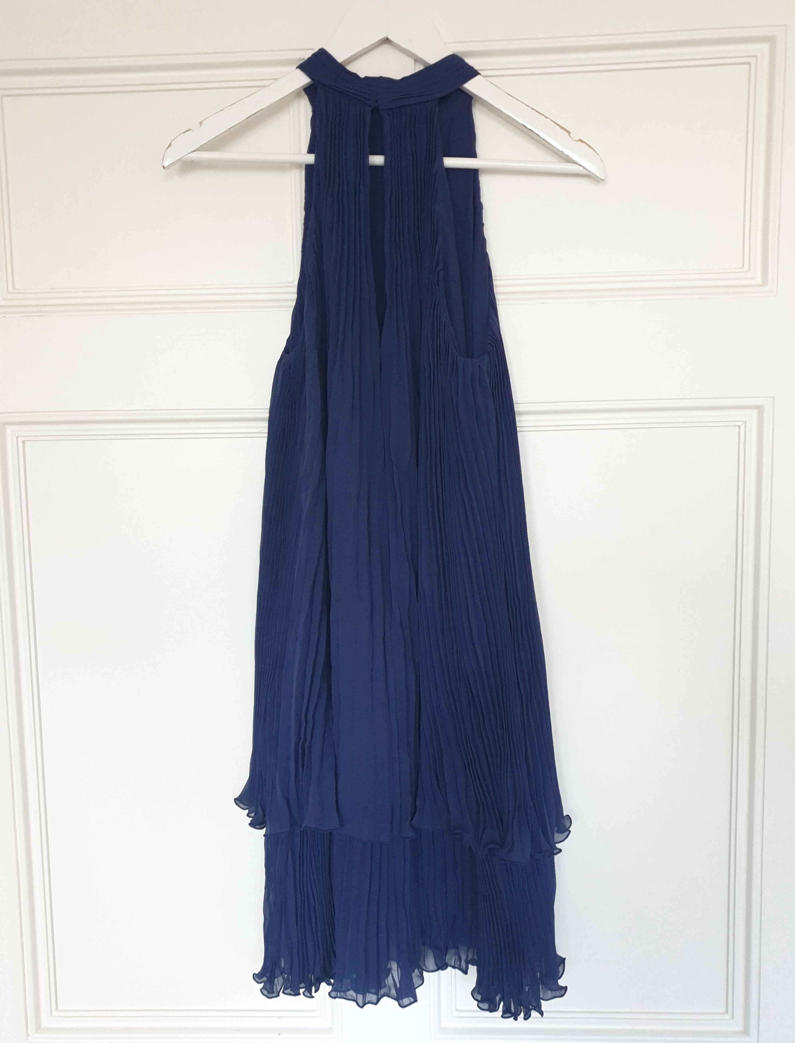 Preowned Joseph Blue Silk Plisse Margot Dress Size S