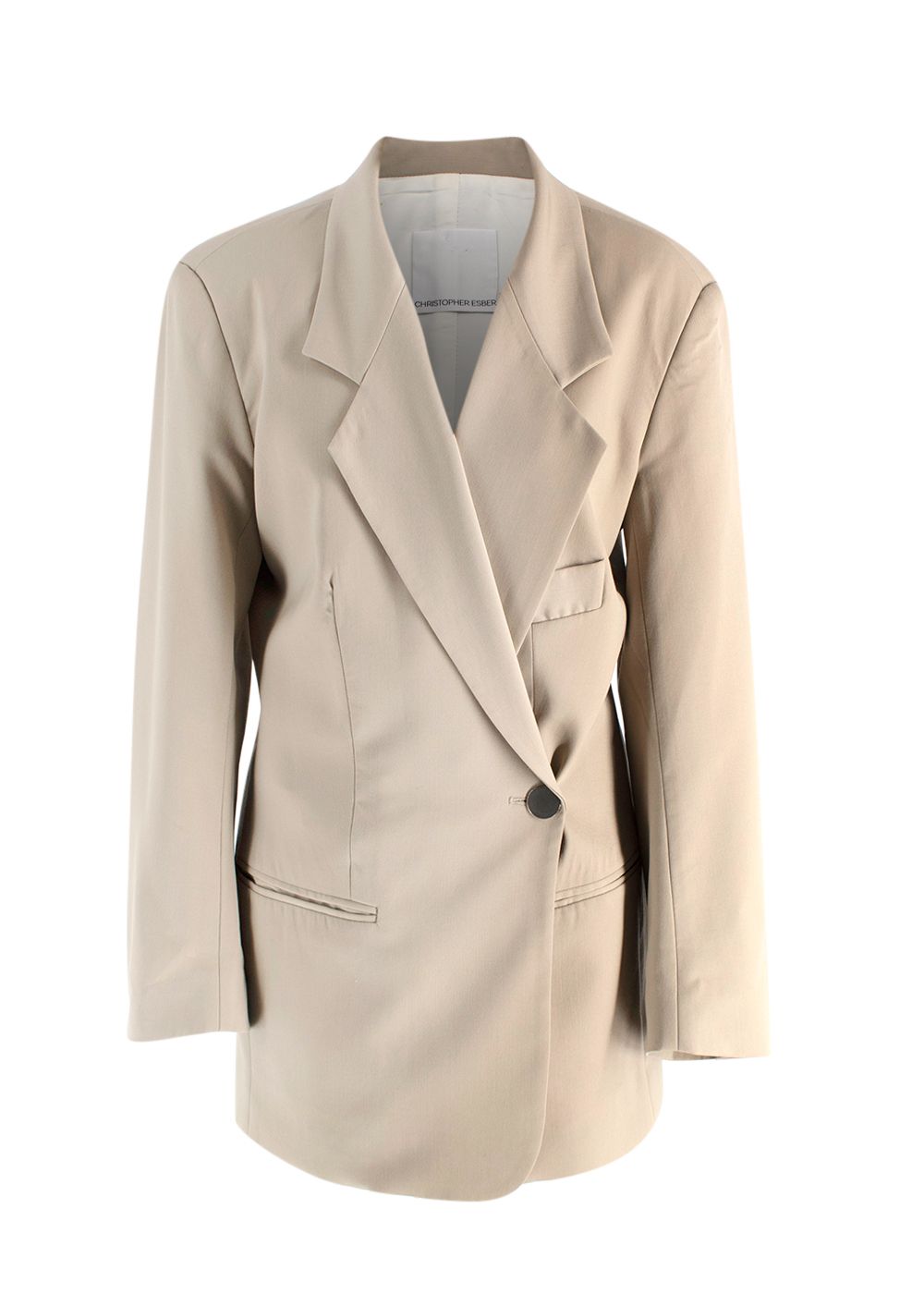 Preowned Christopher Esber Neutral Single Breasted Wool Blazer Size XS beige/ neutral