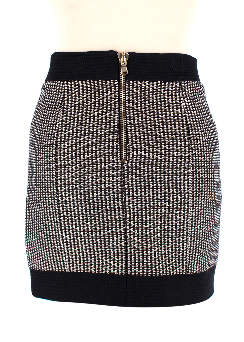 Preowned Pierre Balmain Black White  Pink Tweed Mini Skirt Size XS black pink white gold cotton