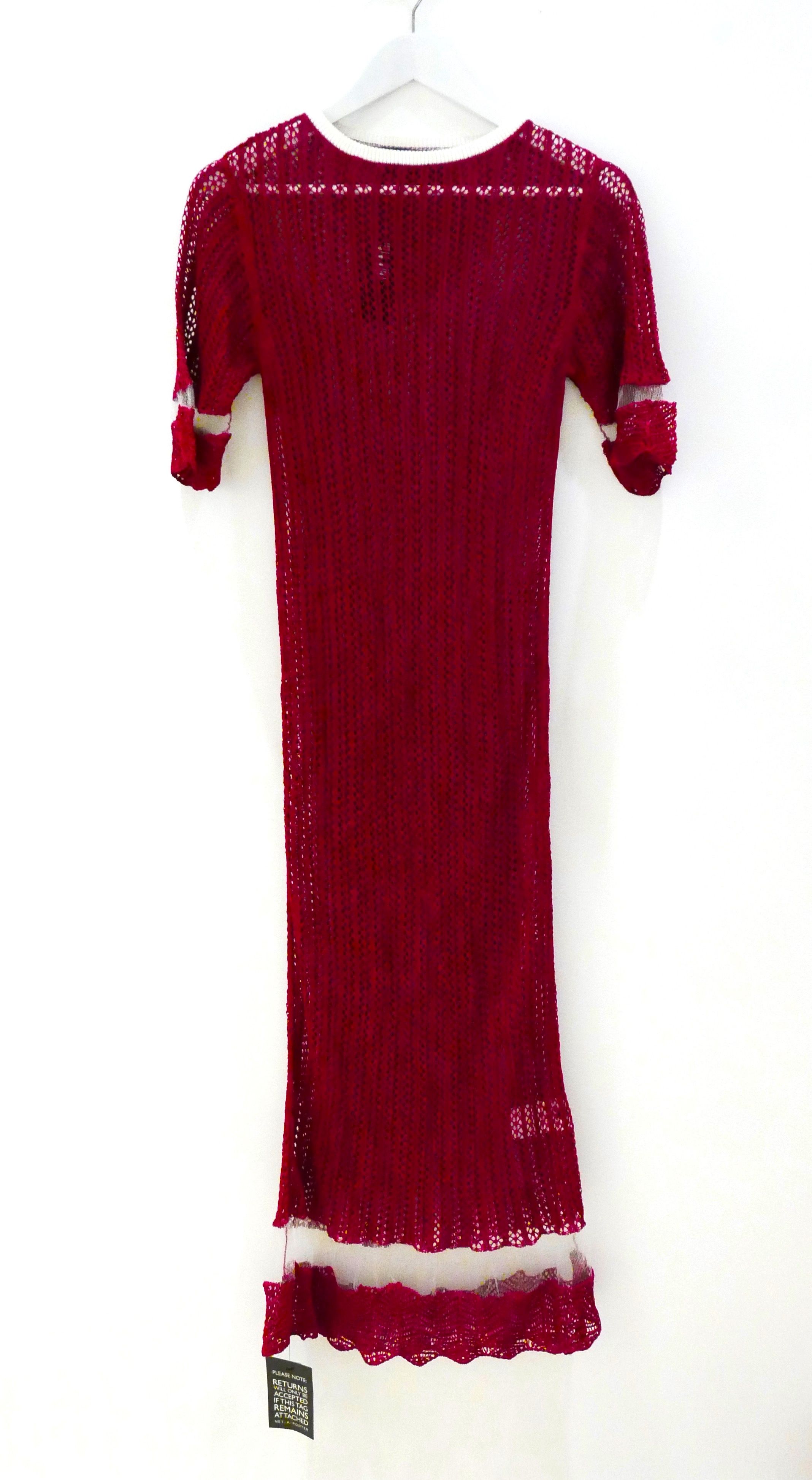 Joseph red  cream pointelle knit dress Size XS