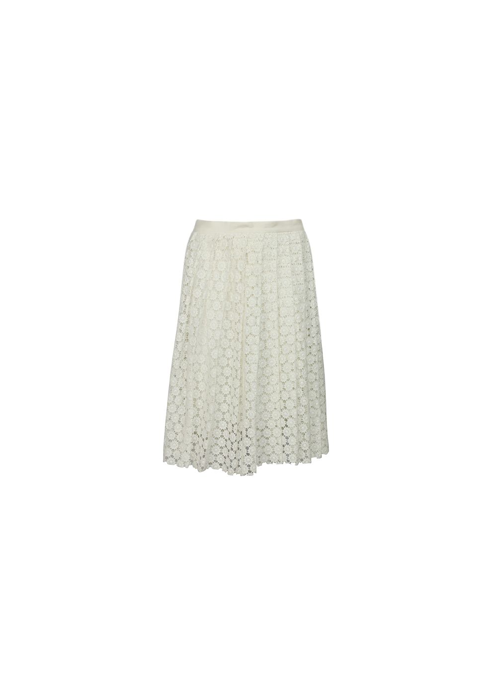 Preowned Joseph Cream floral cotton lace pleated skirt Size XXS white | cream