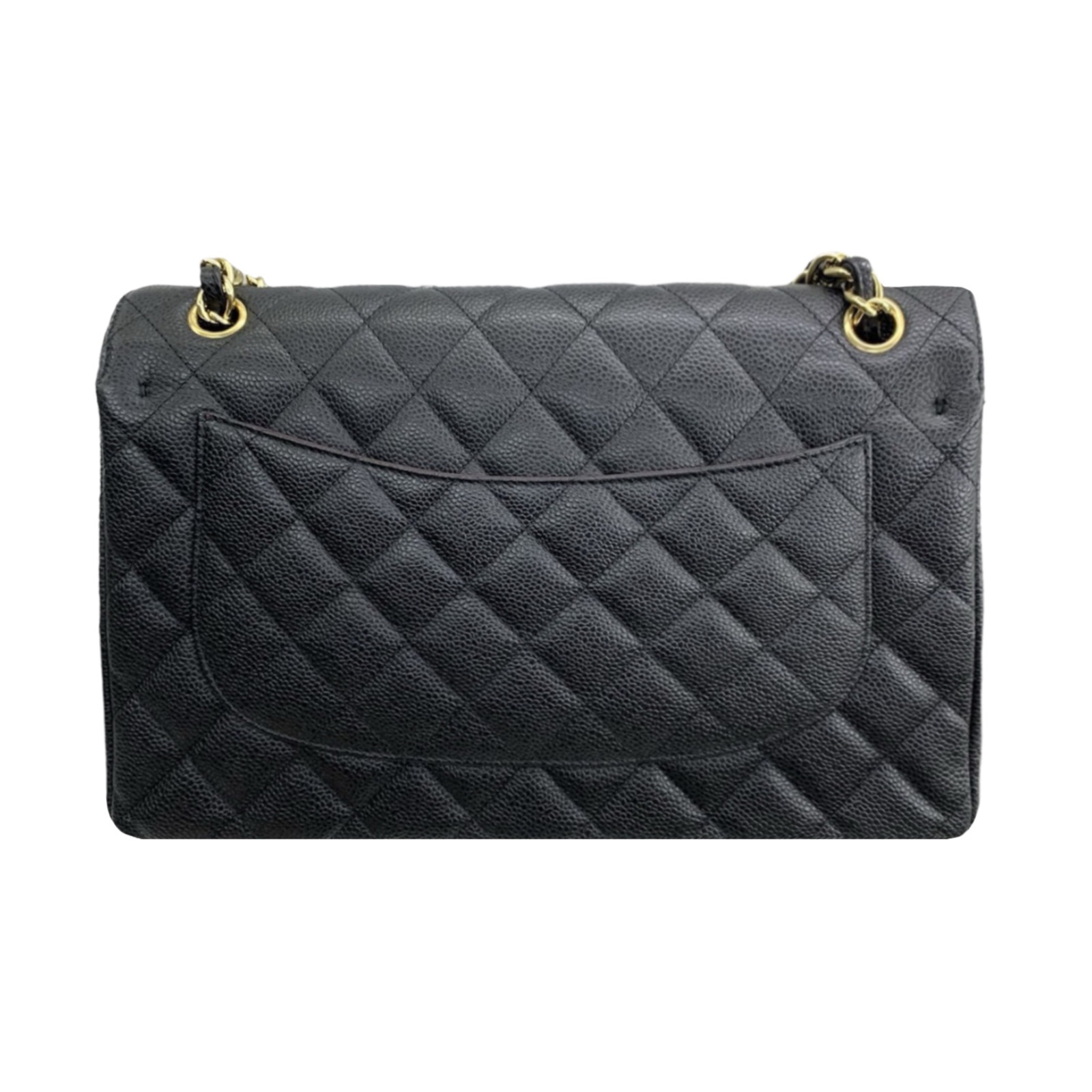 Preowned Chanel Black Caviar Leather Jumbo Double Flap Bag