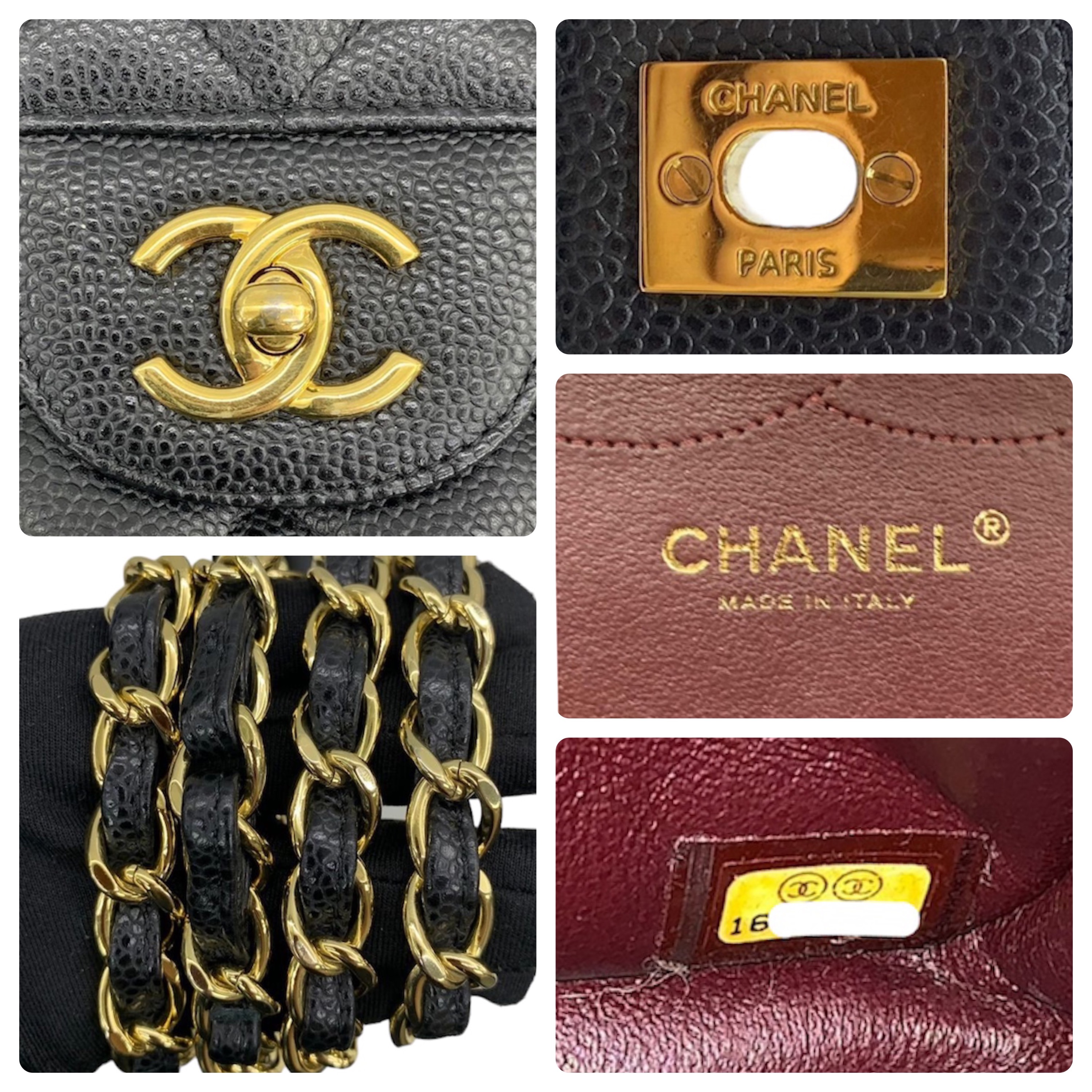 Preowned Chanel Black Caviar Leather Jumbo Double Flap Bag