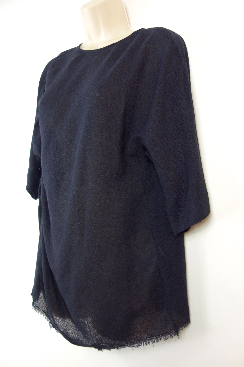 Preowned Bimba Y Lola Black Ruched Detail Crew Neck Top Size S viscose