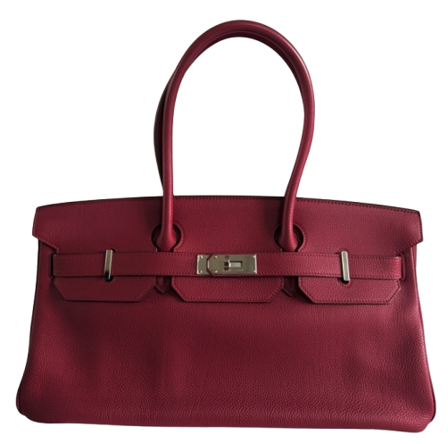 Preowned Hermes Shoulder Birkin in Rubis Togo Leather with Palladium Hardware Rubis / red