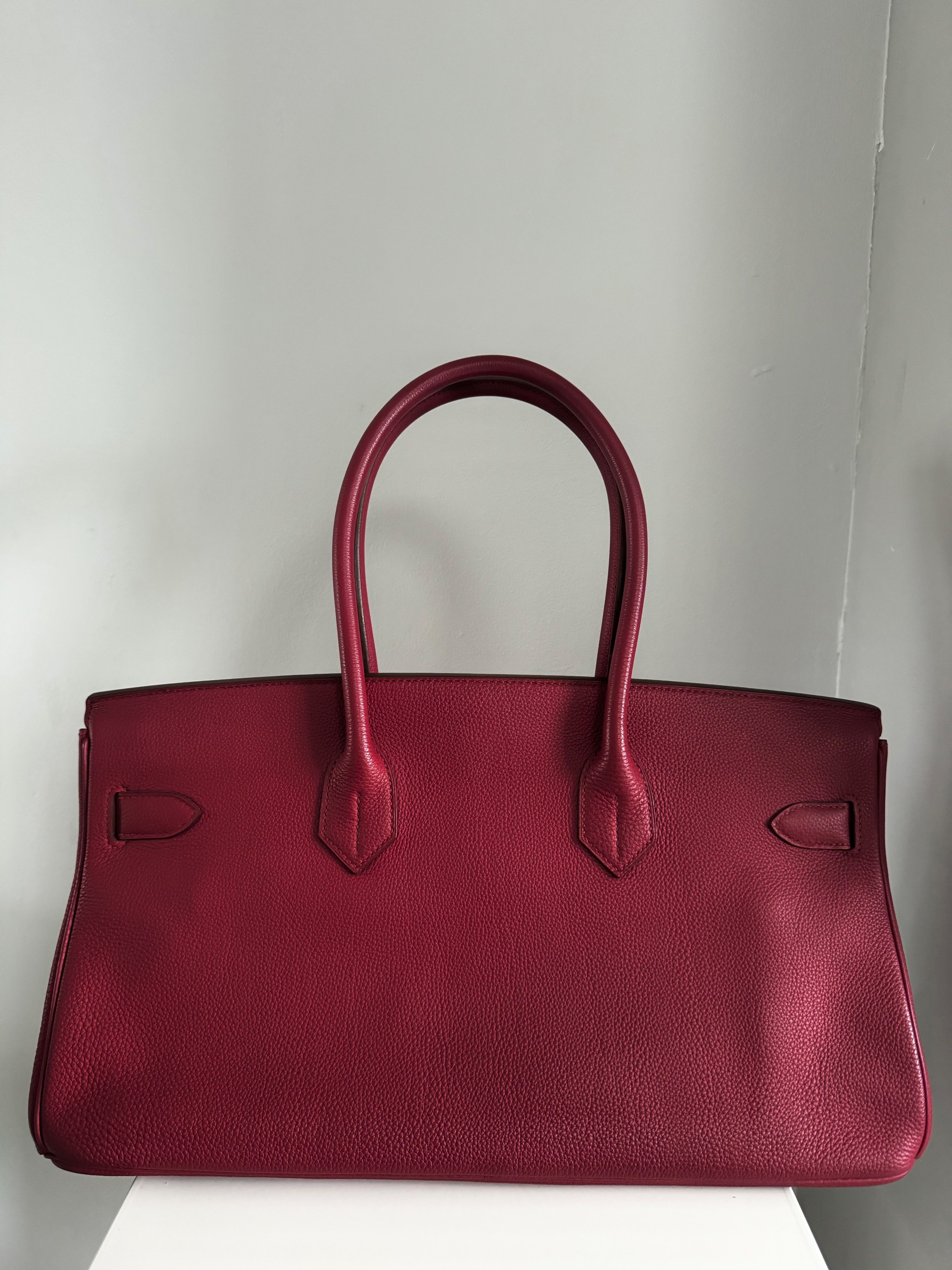 Preowned Hermes Shoulder Birkin in Rubis Togo Leather with Palladium Hardware Rubis / red