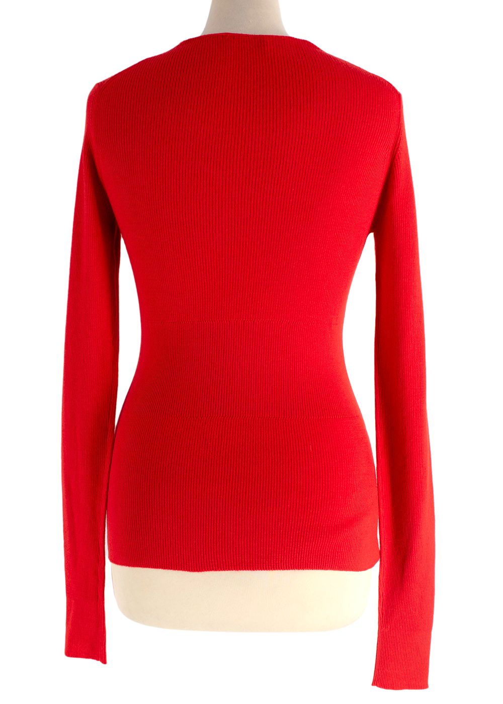 Dolce  Gabbana Red Ribbed Fine Knit Cashmere Jumper Size XS cashmere/silk