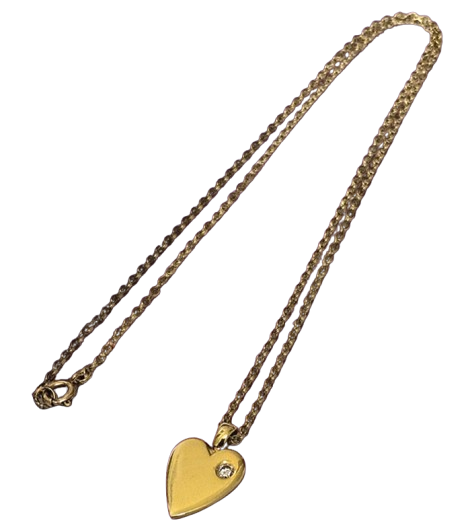 Preowned Bespoke 14ct Yellow Gold Diamond Heart Pendant Necklace ct gold