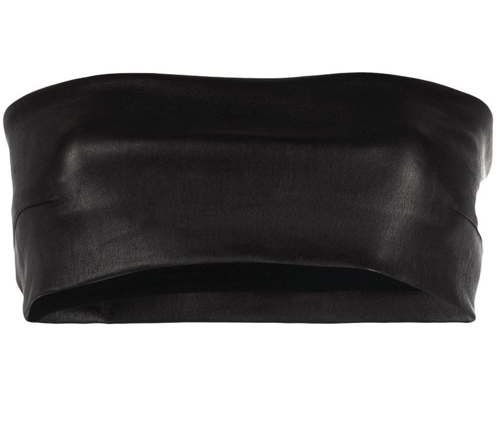 Preowned Ann Demeulemeester Black Stretch Leather Bandeau Top Size S leather/cotton/elastane