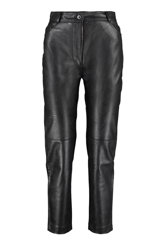 Stella McCartney Vegan Leather Straight Leg Trousers Size M Black