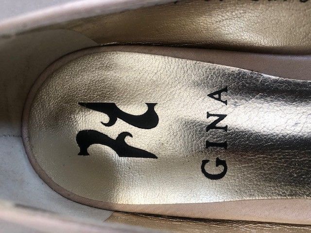 Gina Champagne Gold Satin Mules Size 35 beige satin upper/leather sole/insole