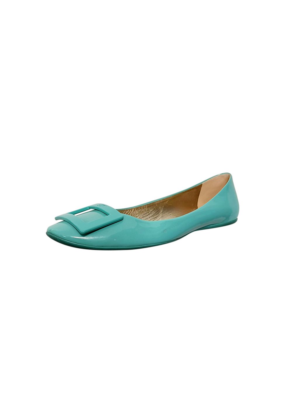 Preowned Roger Vivier Turquoise Patent Ballerinas Size 39.5 leather