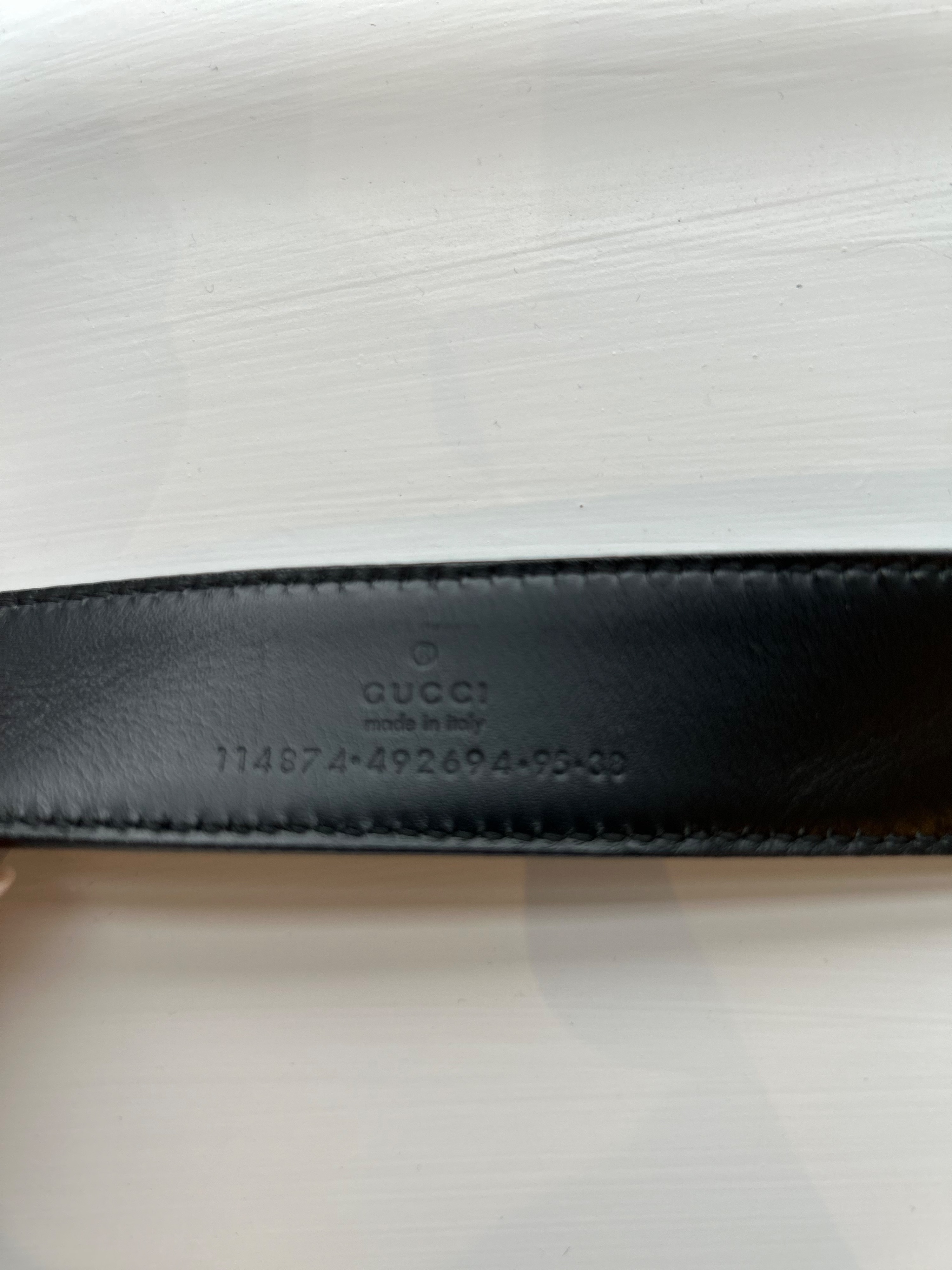 Preowned Gucci Canvas  Leather Interlocking GG Belt - Size 95 Black