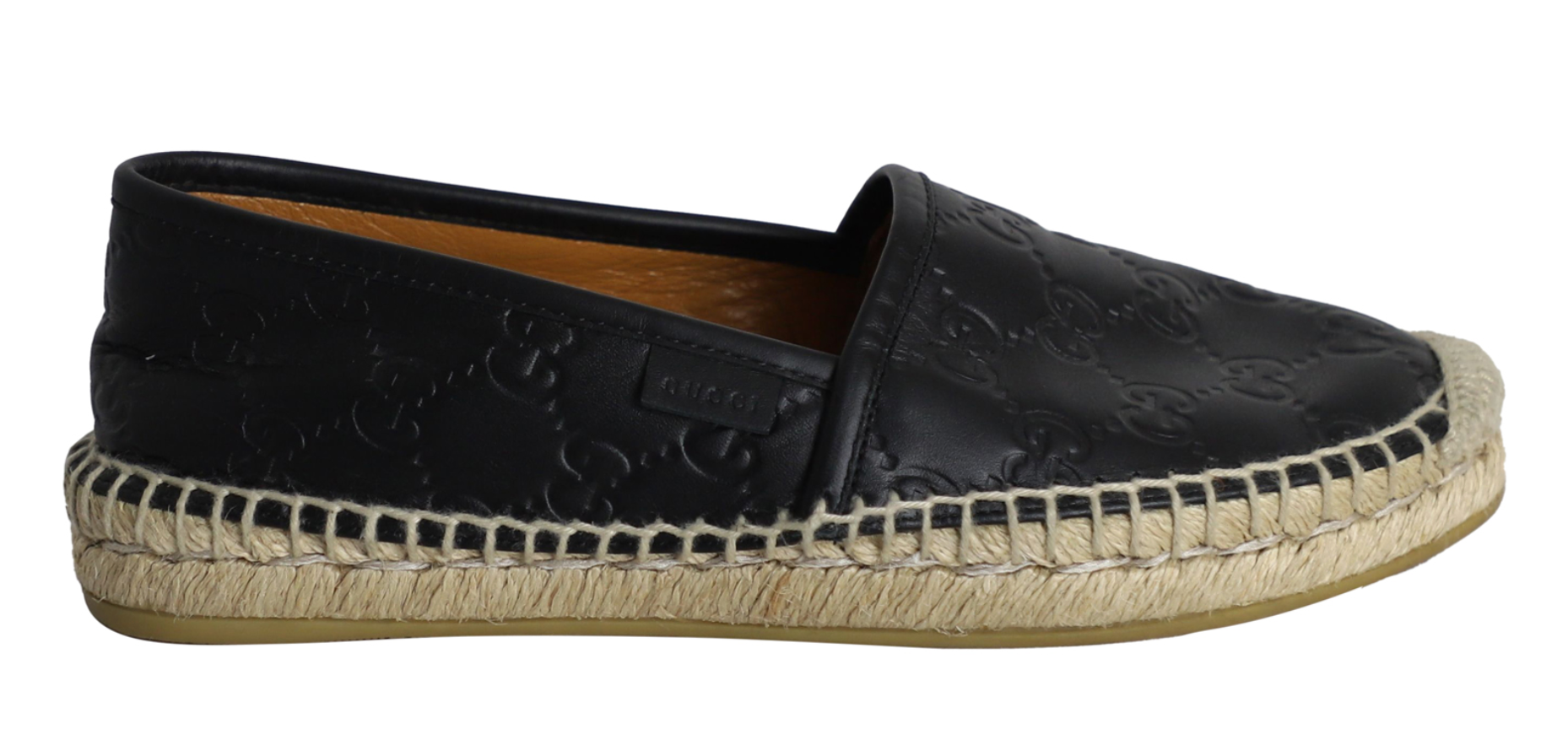 Gucci Guccissima Black Leather Espadrilles Size 34