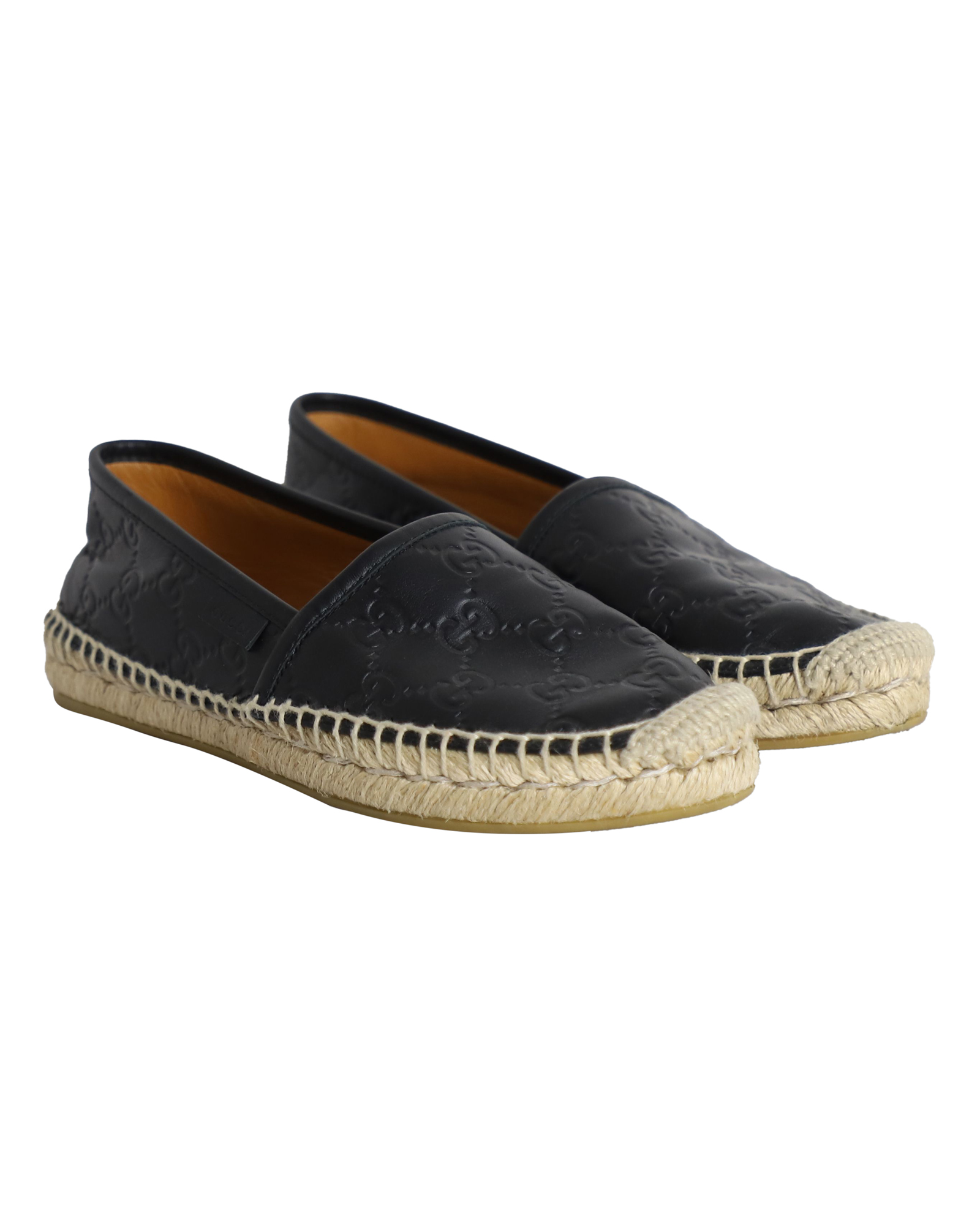 Gucci Guccissima Black Leather Espadrilles Size 34