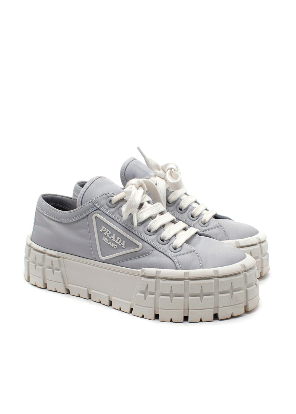 Preowned Prada Grey Re-Nylon Platform Trainers Size 365 regenerated nylon