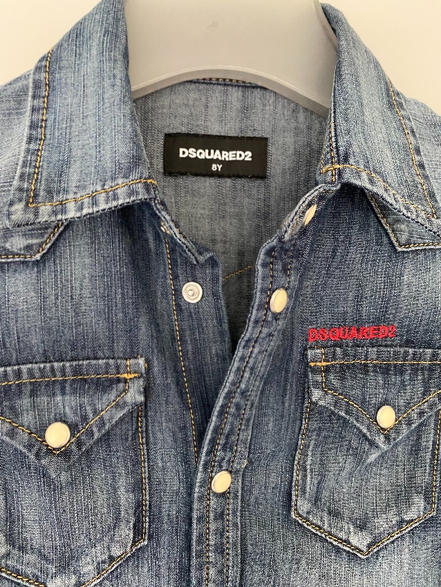 Boys Preowned DSquared2 Kids Denim Shirt Size 8 Years Blue cotton