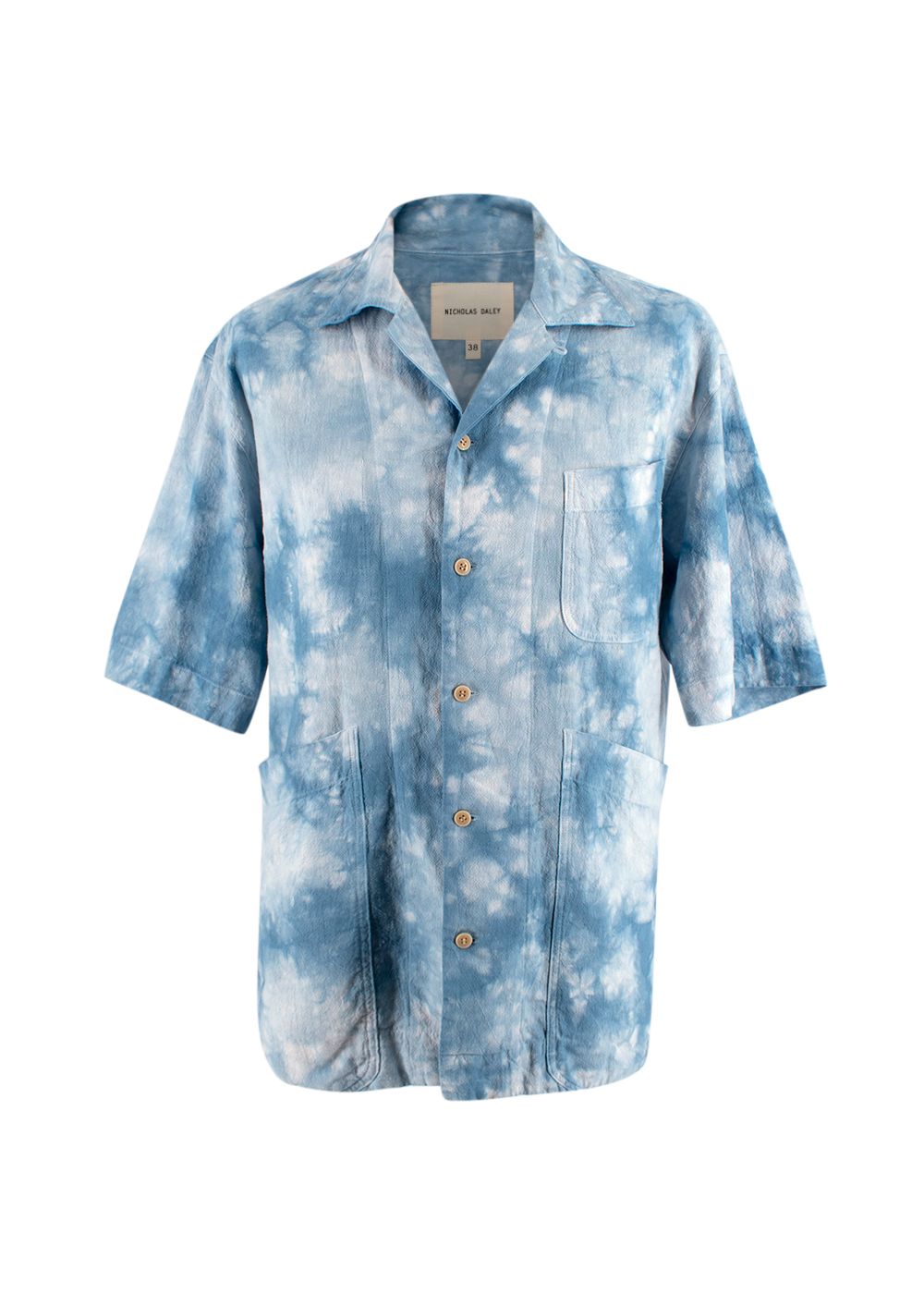 Men's Nicholas Daley Blue Tie-dye Shirt Size M cotton