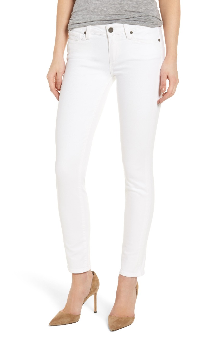 Preowned Paige White Denim Skyline Ankle Peg Jeans Size XS cotton-elasthane