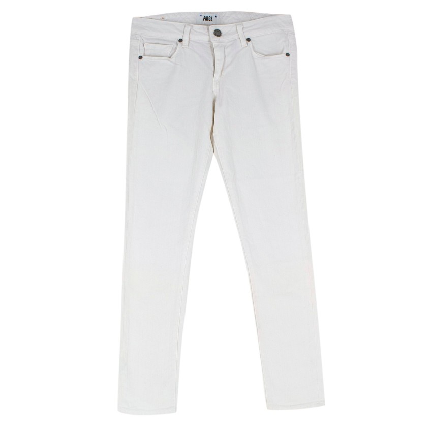 Preowned Paige White Denim Skyline Ankle Peg Jeans Size XS cotton-elasthane