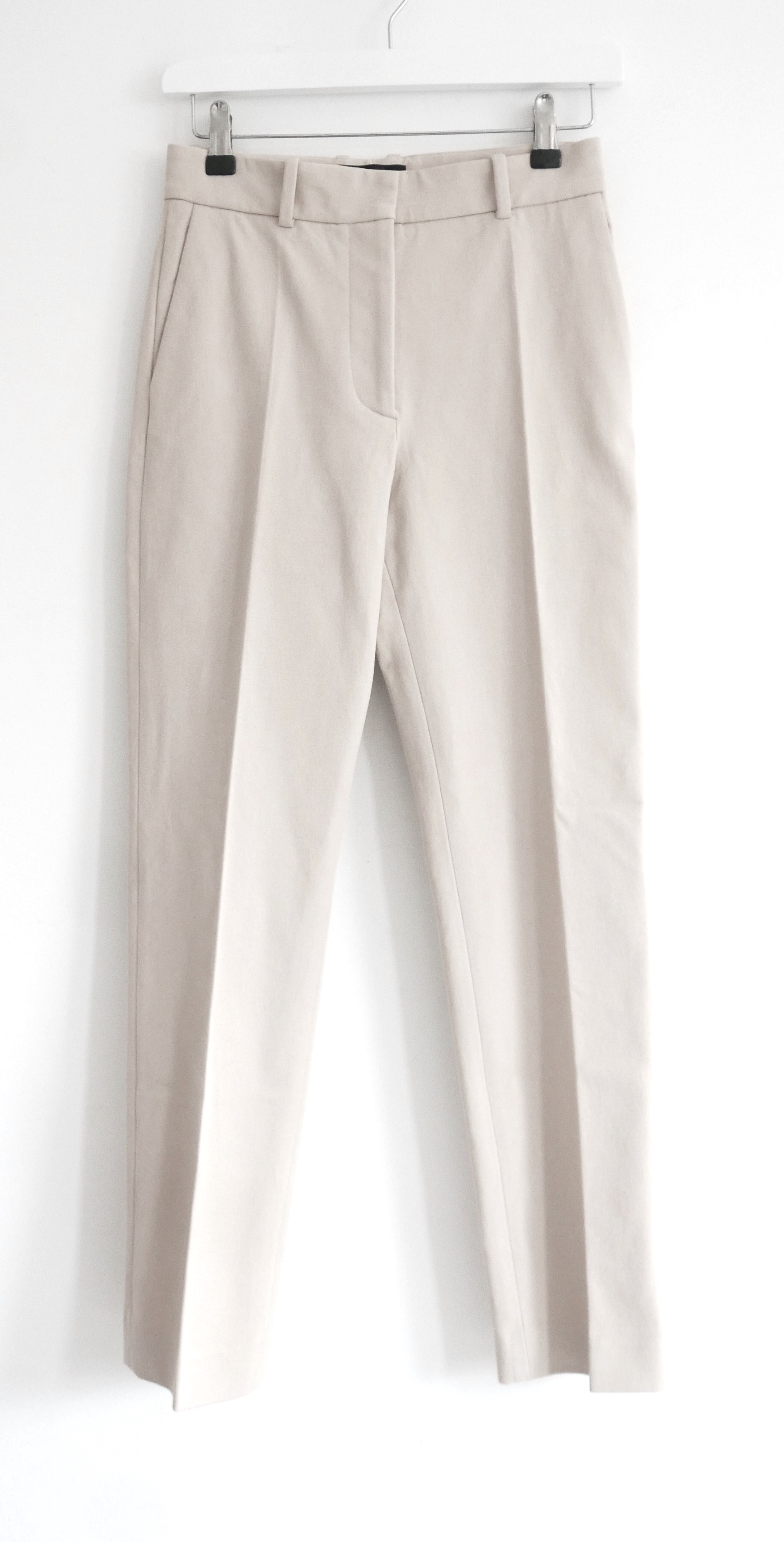 Joseph Cream Coleman Cropped Slim Leg Trousers Size XS Beige viscose mix