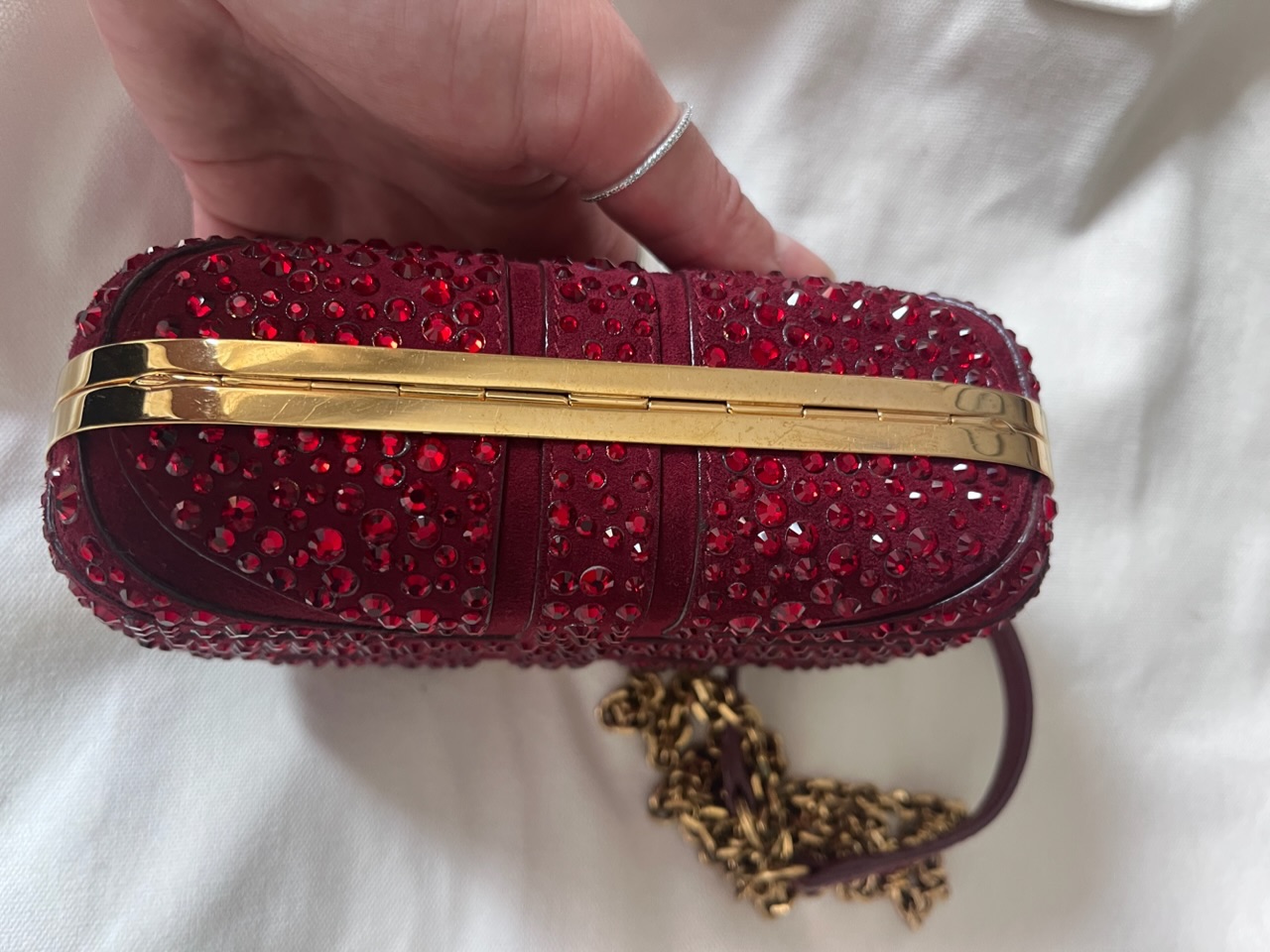 Alexander McQueen Red Suede Britannia Skull Clutch