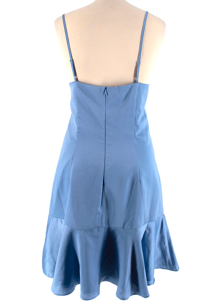 Keepsake Light Blue Satin Ruffled Mini Dress Size L polyester