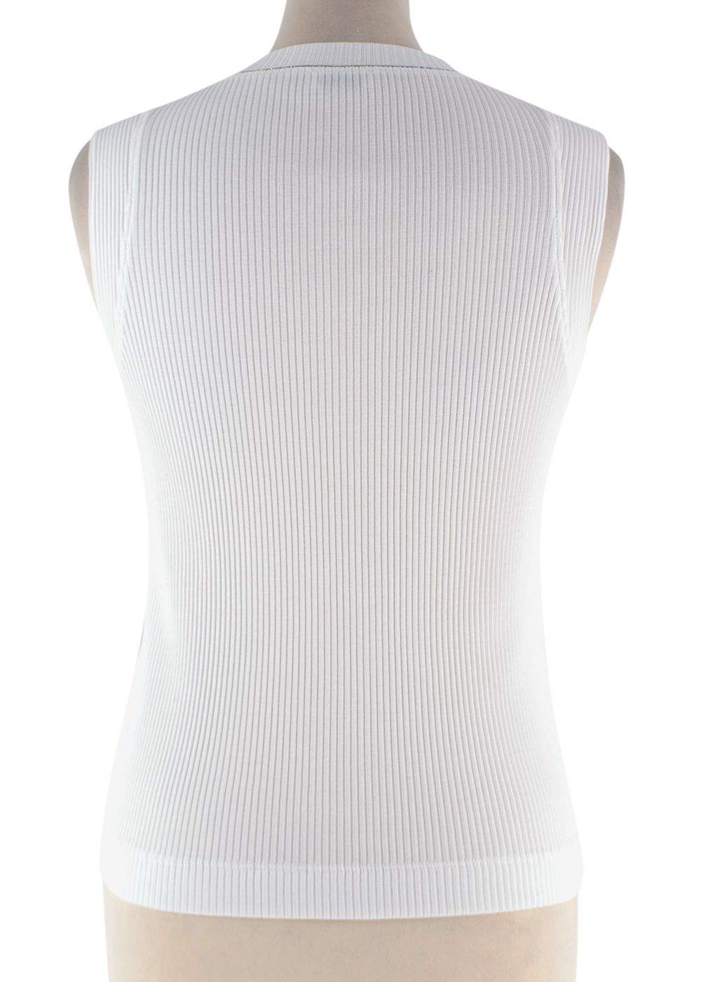 Brunello Cucinelli White Ribbed Sleeveless Vest Size S cotton